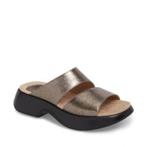 DANSKO Lana Nappa Leather Bronze Pewter Metallic Slide Sandals